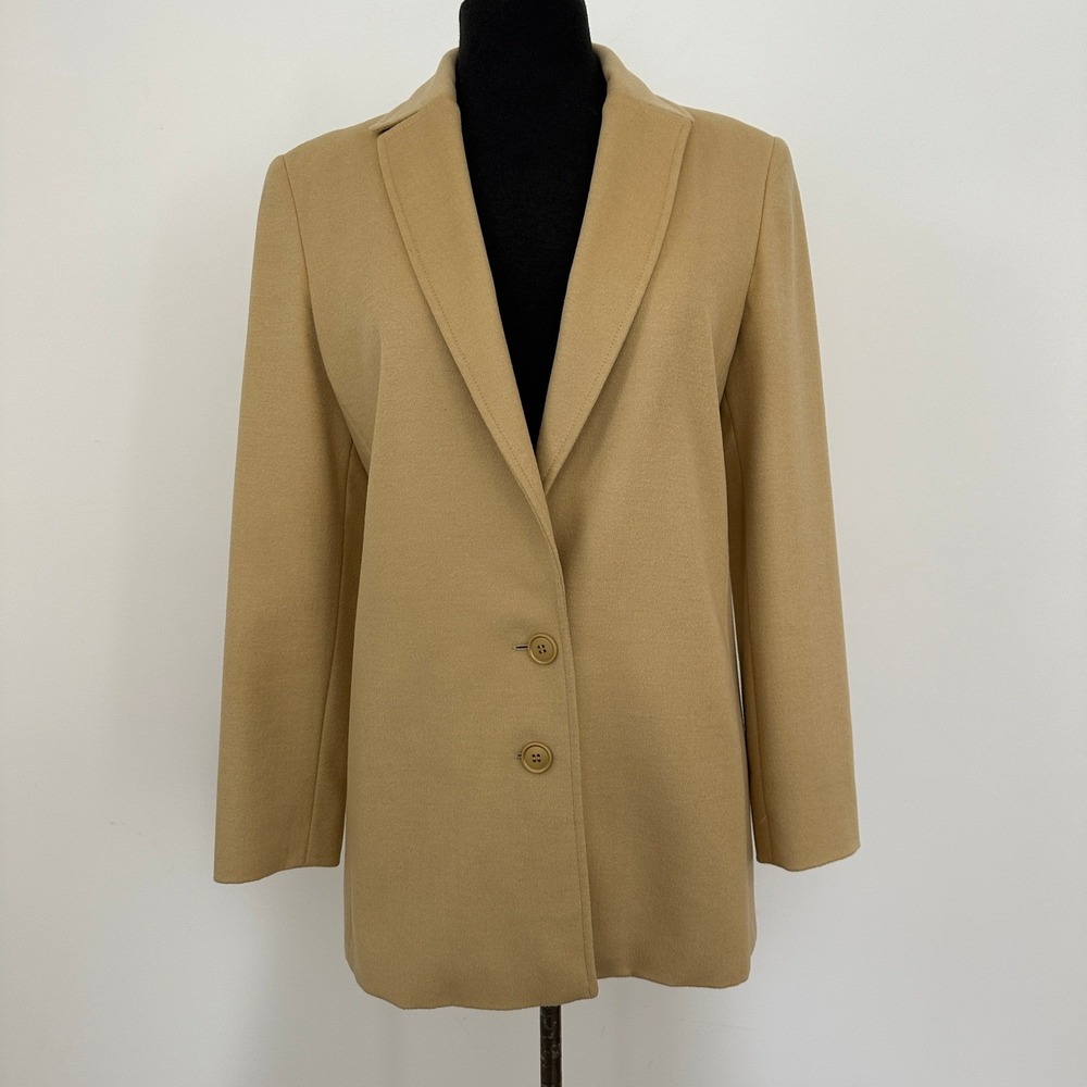 Vintage Wool Cashmere Blazer Women 6 Tan Italian Luxury Minimalist‎ Capriccio